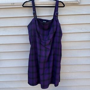 Hot Topic Purple and Black Plaid Buckle Strap Dress Size 18